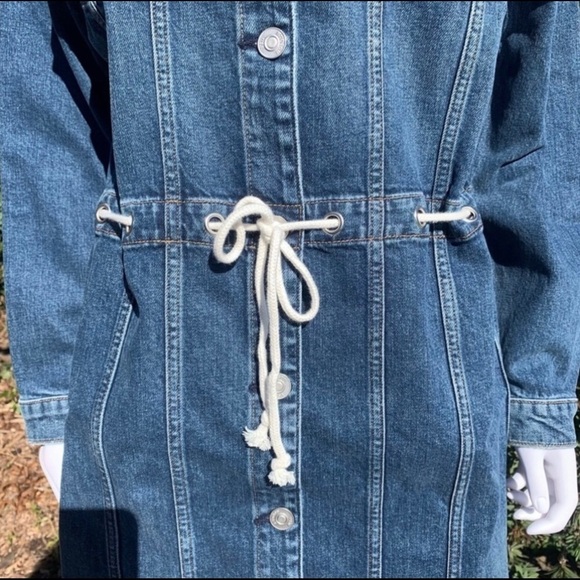 NWT Hudson Button Down Tie Waist Grommet Detail Denim Dress - Picture 7 of 15